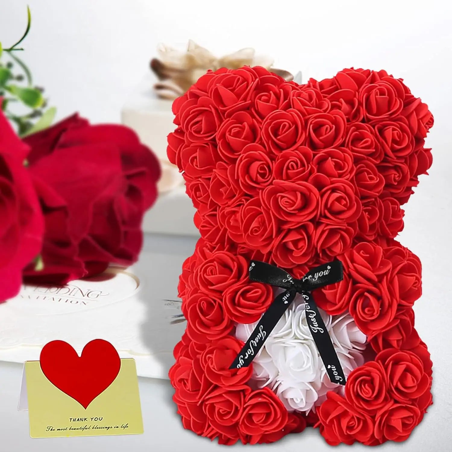 New Artificial Flower Eternal Rose Teddy Bear for Mom Mother's Day Birthday Valentine's Day Anniversary Gifts & Artificial Decor
